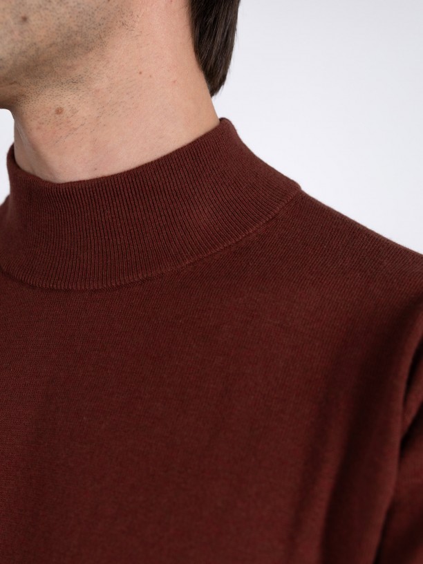 Camisola de meia gola algodo e caxemira