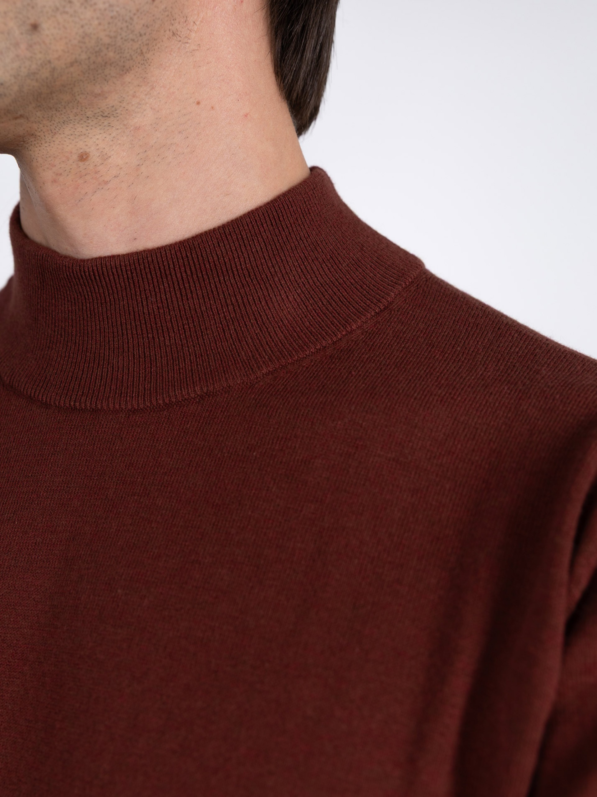 Mock turtleneck cotton cashmere sweater