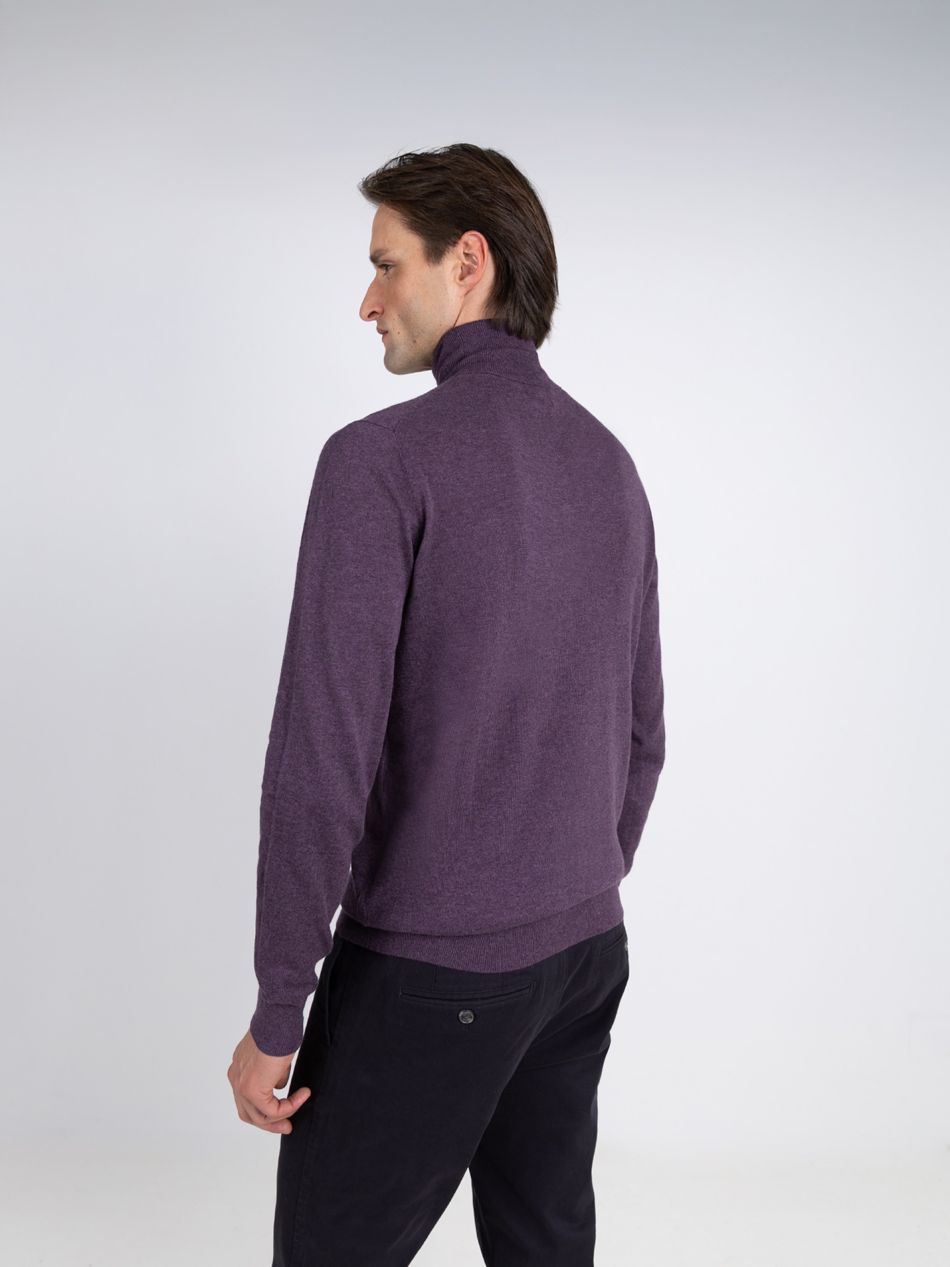 High neck cotton cashmere sweater