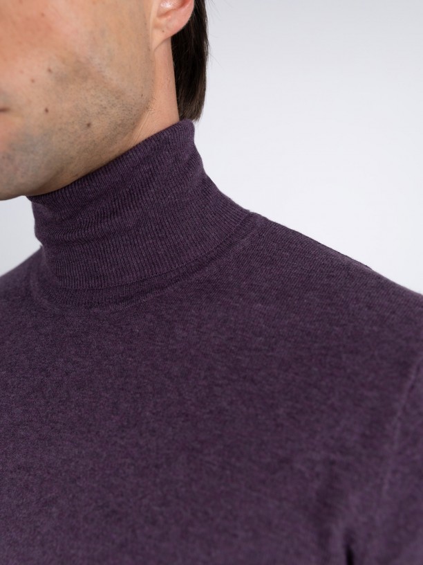Camisola de gola alta algodo e caxemira
