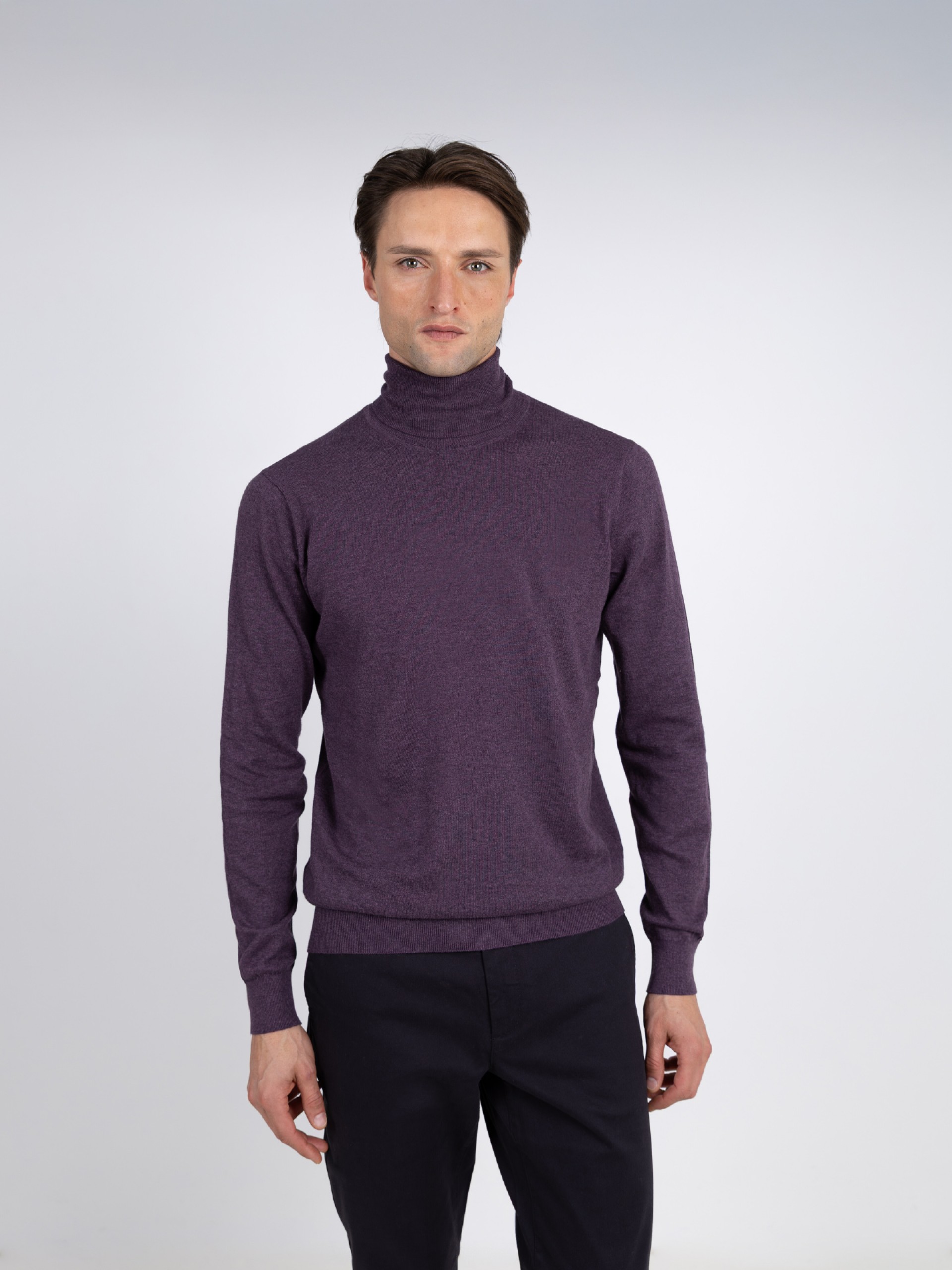 High neck cotton cashmere sweater