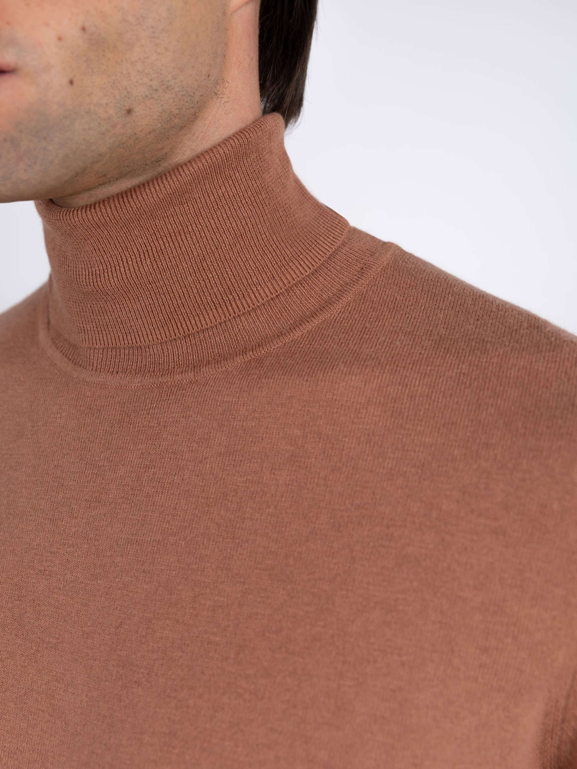 High neck cotton cashmere sweater