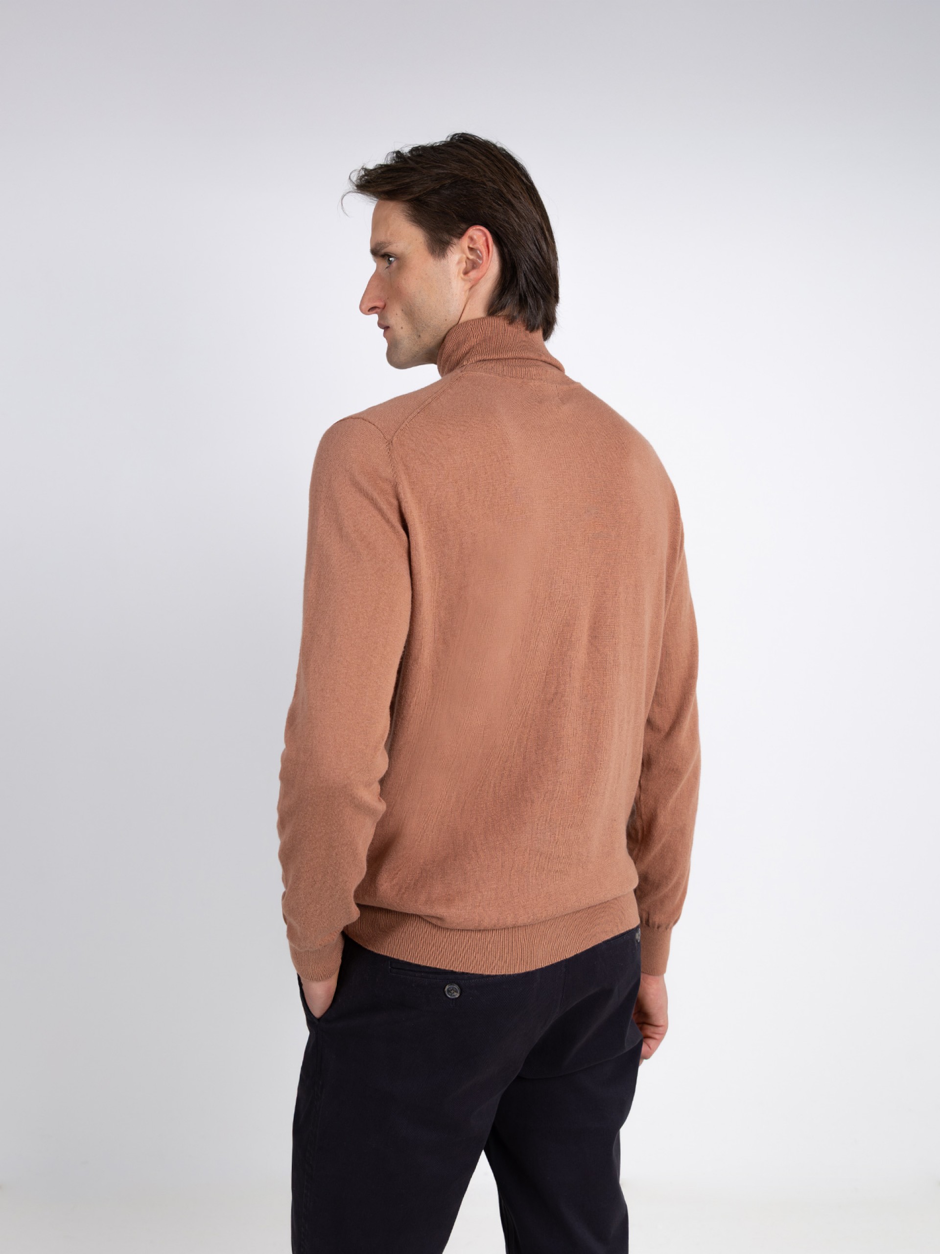 High neck cotton cashmere sweater
