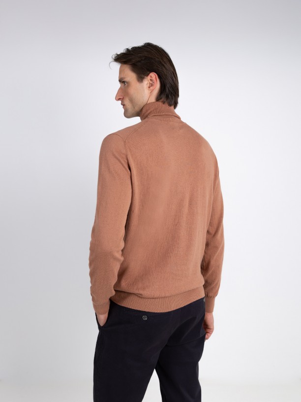 Camisola de gola alta algodo e caxemira
