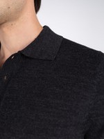 100% Merino wool long-sleeve knit polo 100% Merino wool long-sleeve knit polo