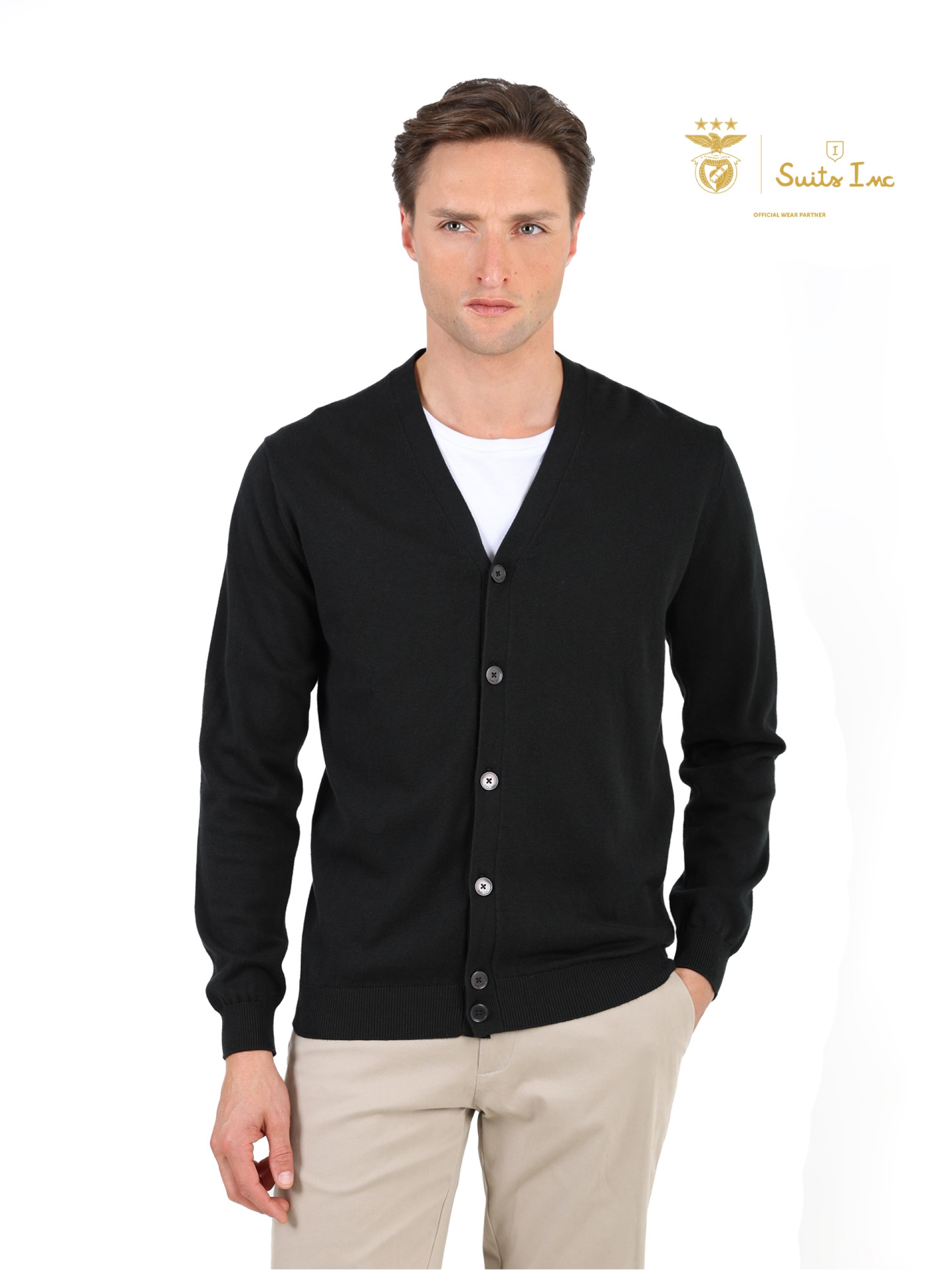 Cardigan de malha algodão e caxemira