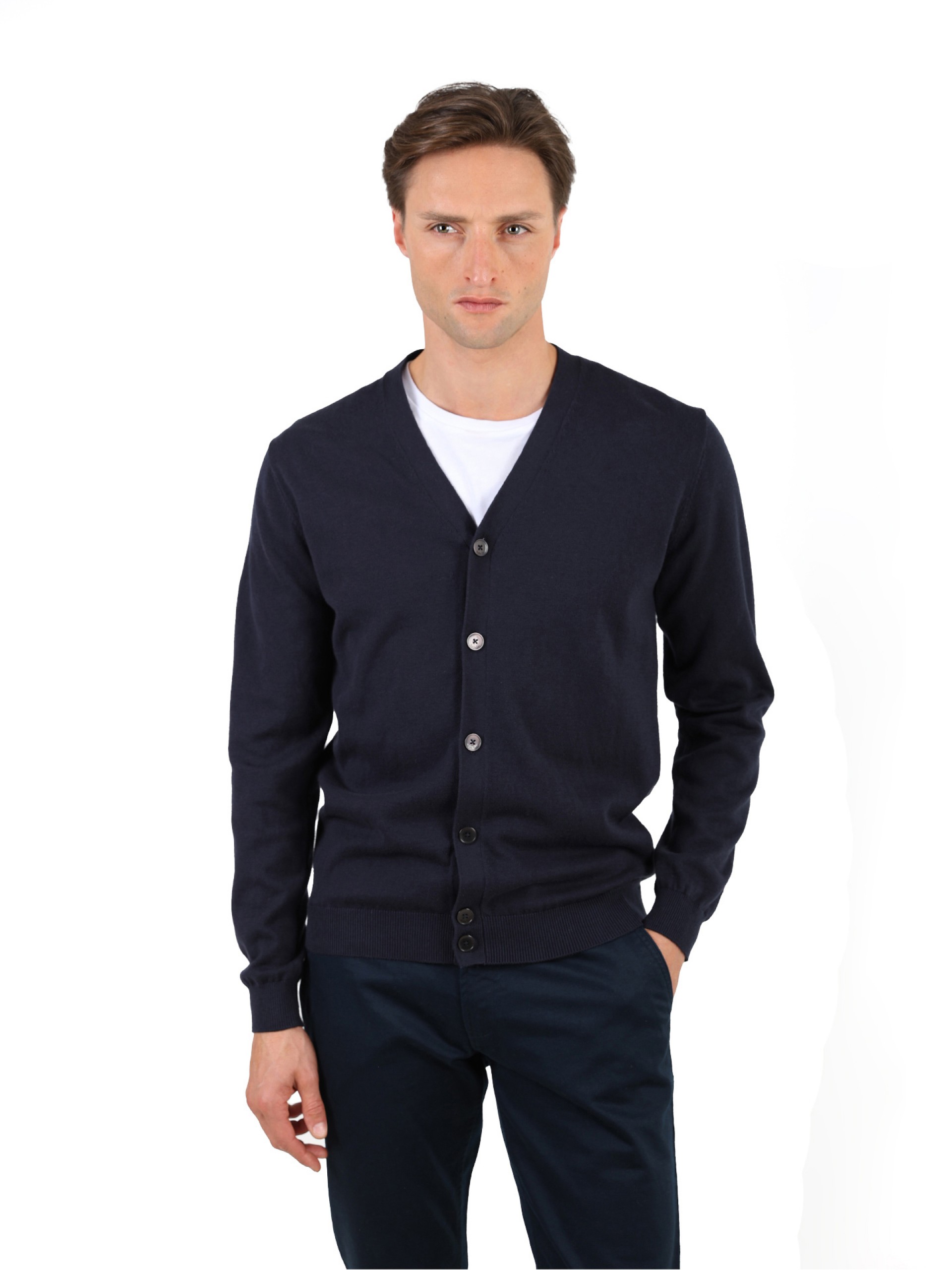 Cardigan de malha algodão e caxemira