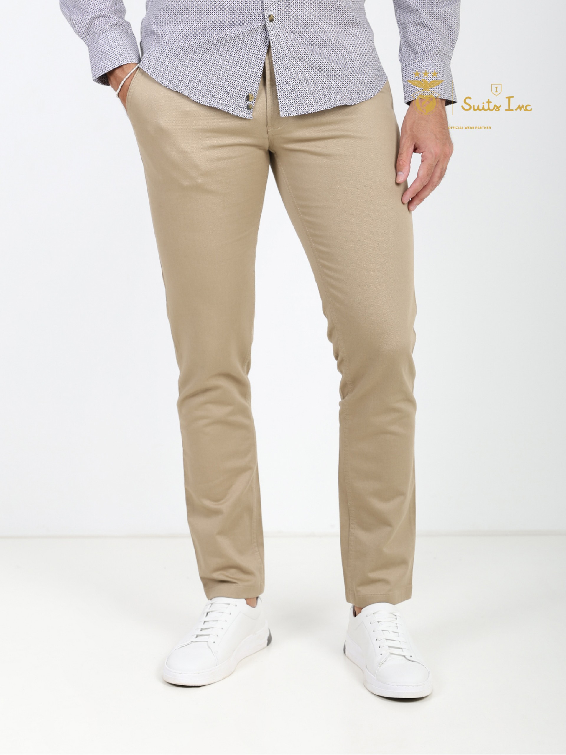 Calças chino de algodão elástico