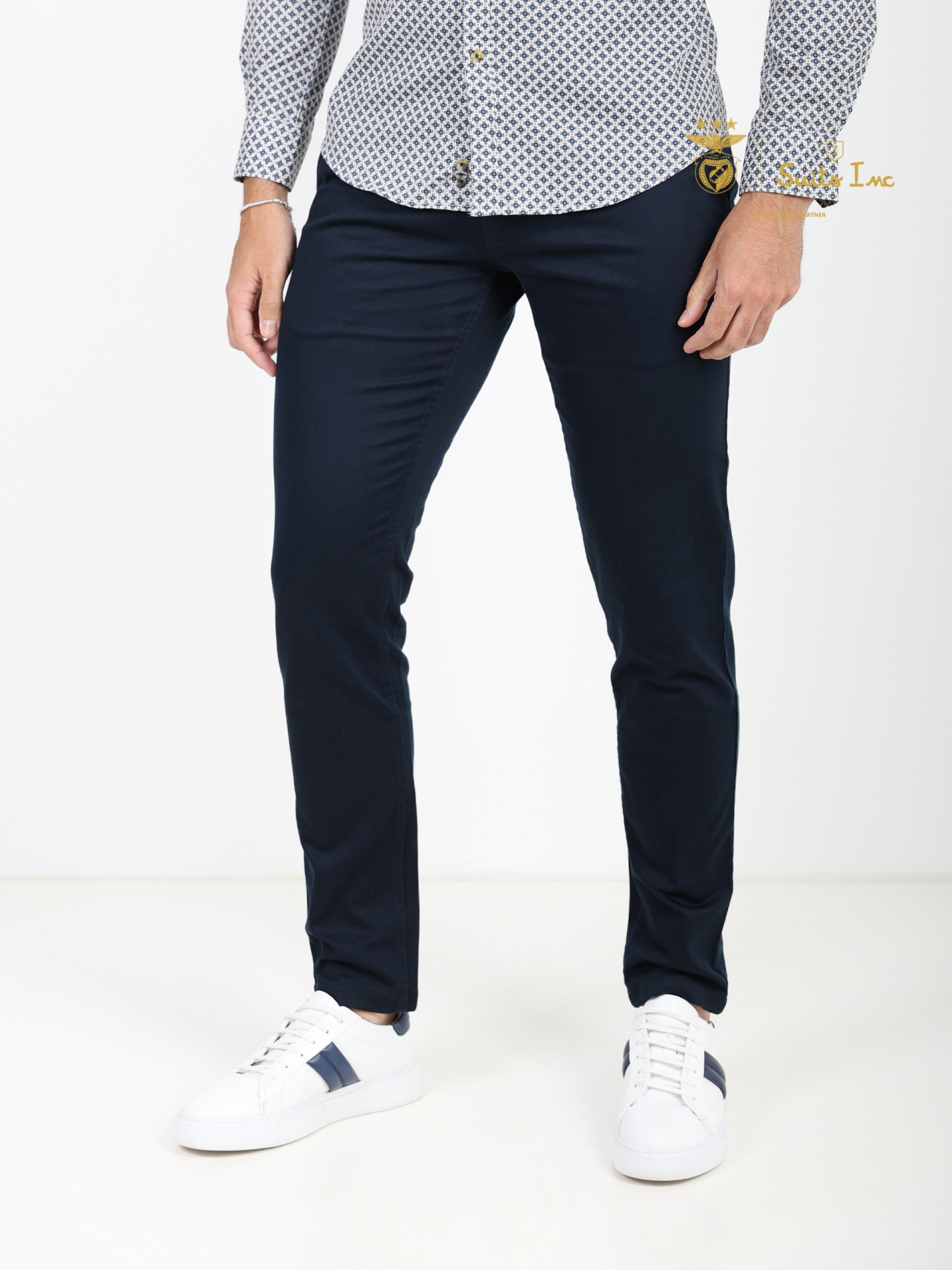 Calças chino de algodão elástico