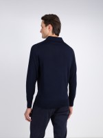 100% Merino wool long-sleeve knit polo 100% Merino wool long-sleeve knit polo