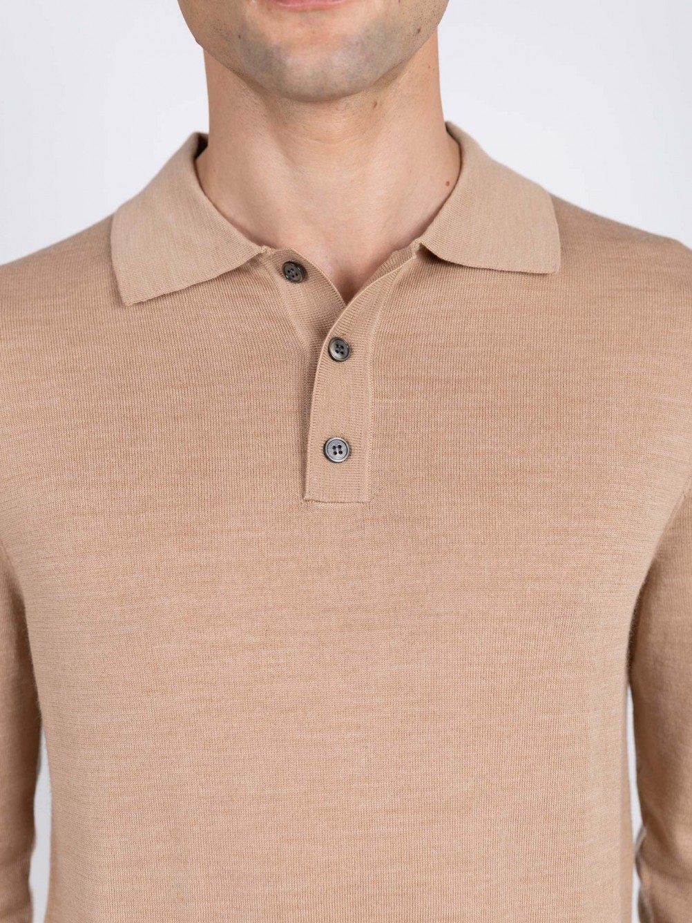 100% Merino wool long-sleeve knit polo