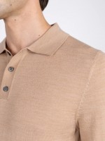 100% Merino wool long-sleeve knit polo 100% Merino wool long-sleeve knit polo
