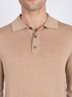 100% Merino wool long-sleeve knit polo 100% Merino wool long-sleeve knit polo