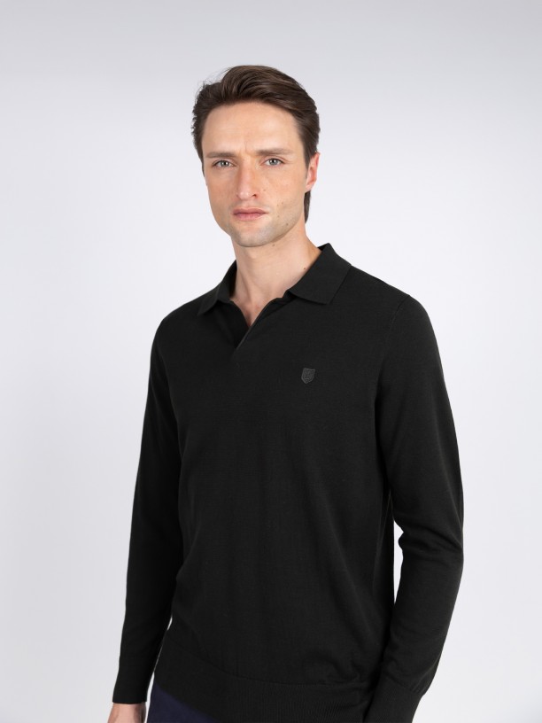 100% cotton long-sleeve knit polo