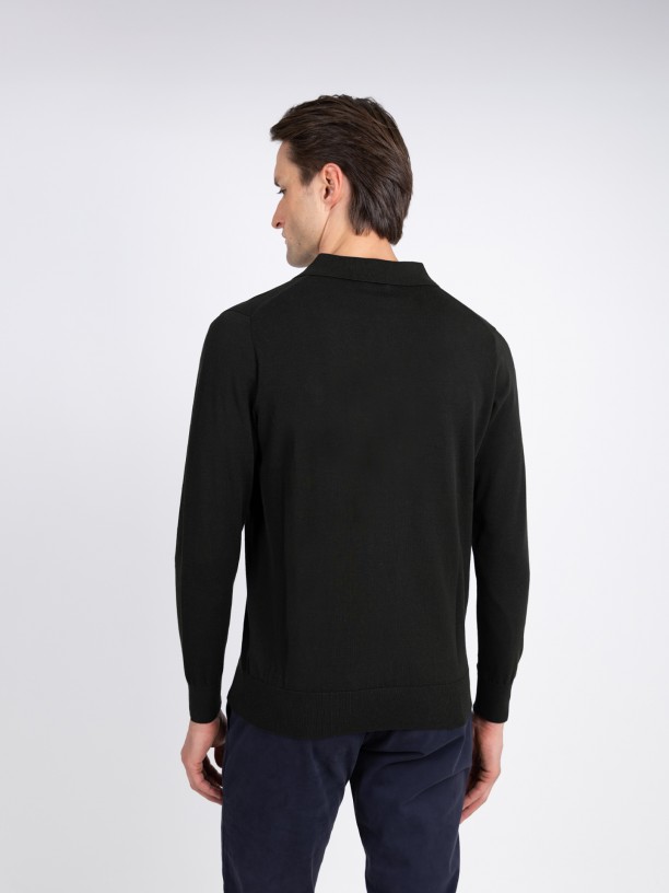 100% cotton long-sleeve knit polo