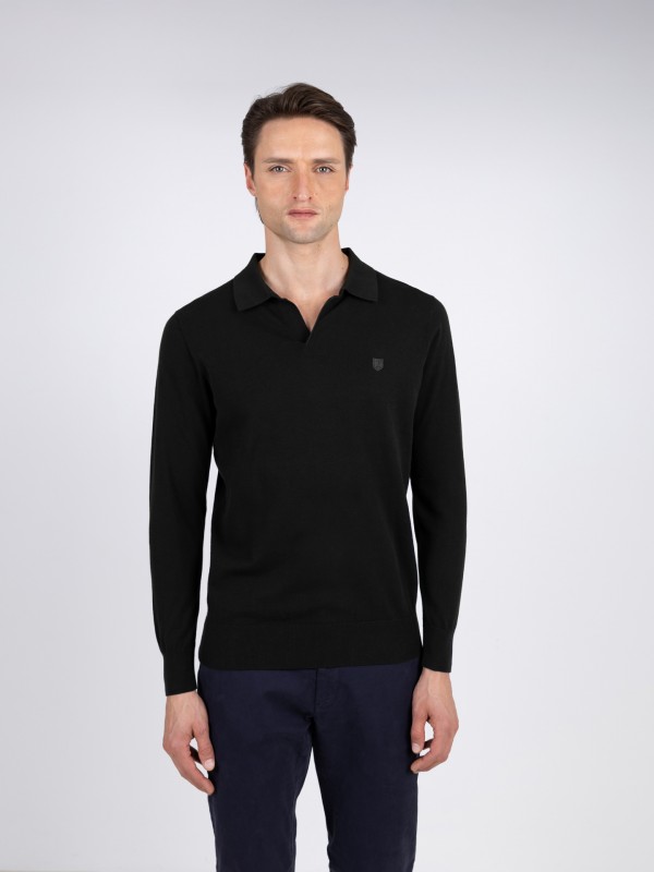 100% cotton long-sleeve knit polo