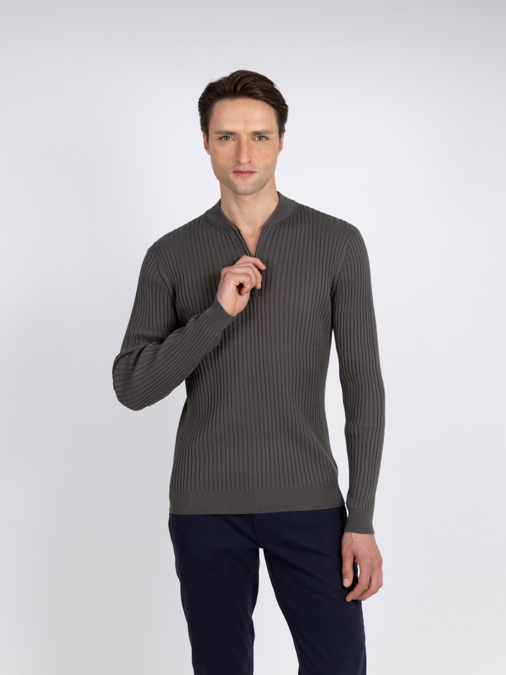 Camisola de malha meio fecho