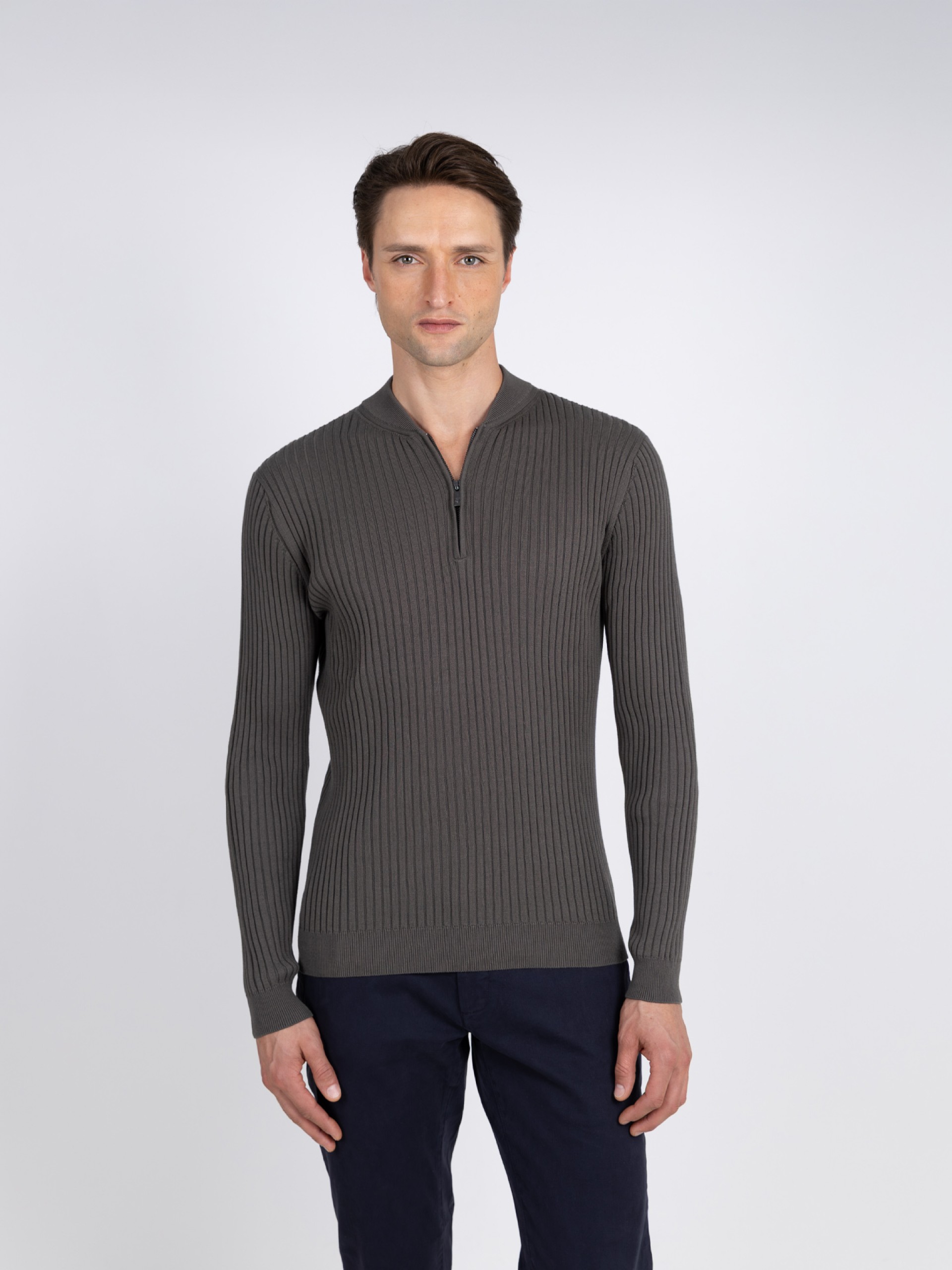 Camisola de malha meio fecho