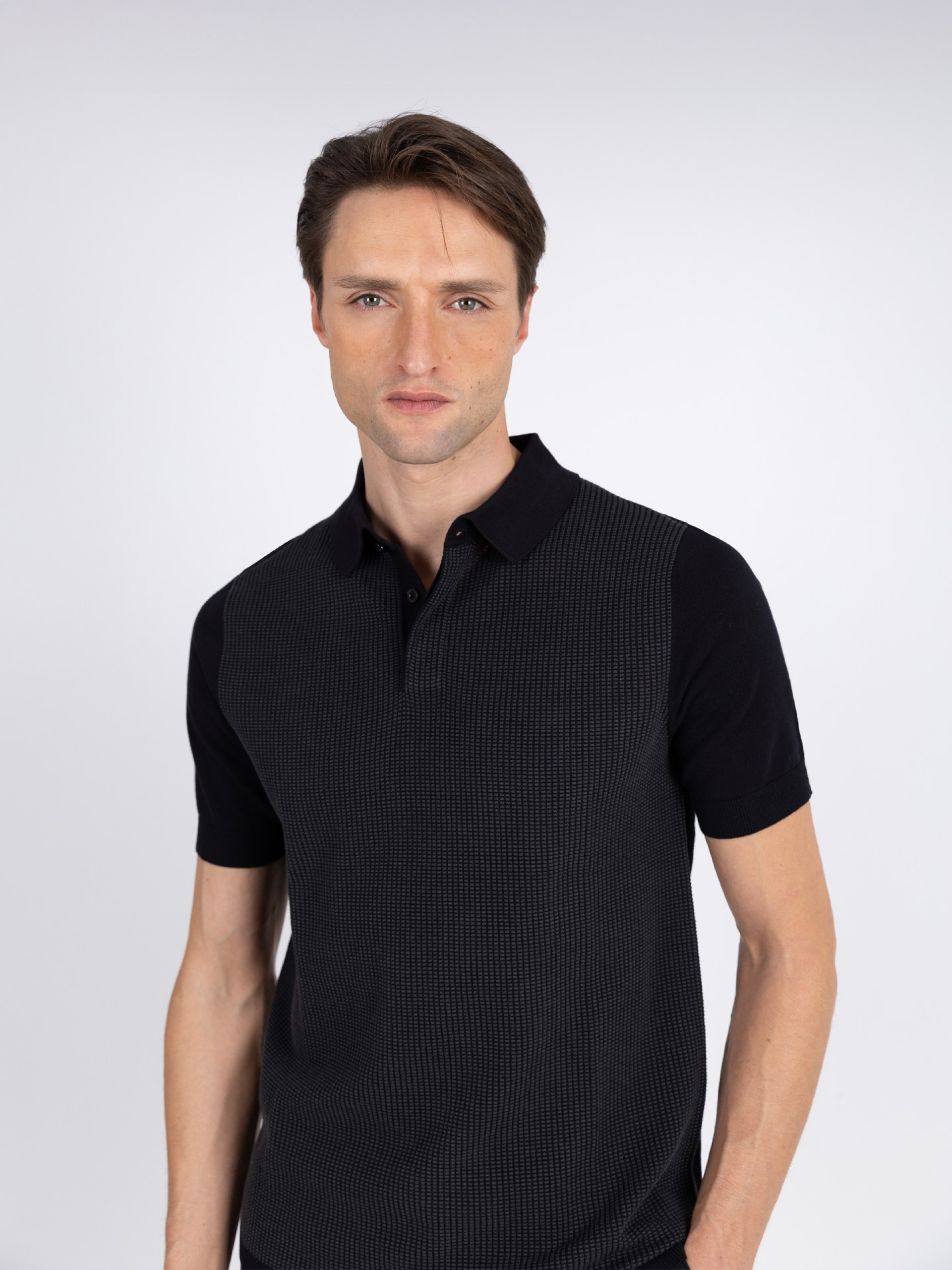 Polo de malha com padrão 100% algodão