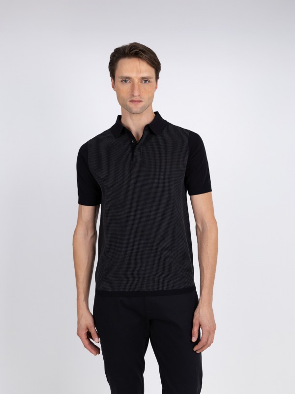 Polo de malha com padr�o 100% algod�o