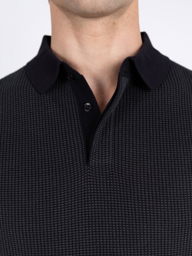 Polo de malha com padrão 100% algodão Polo de malha com padrão 100% algodão