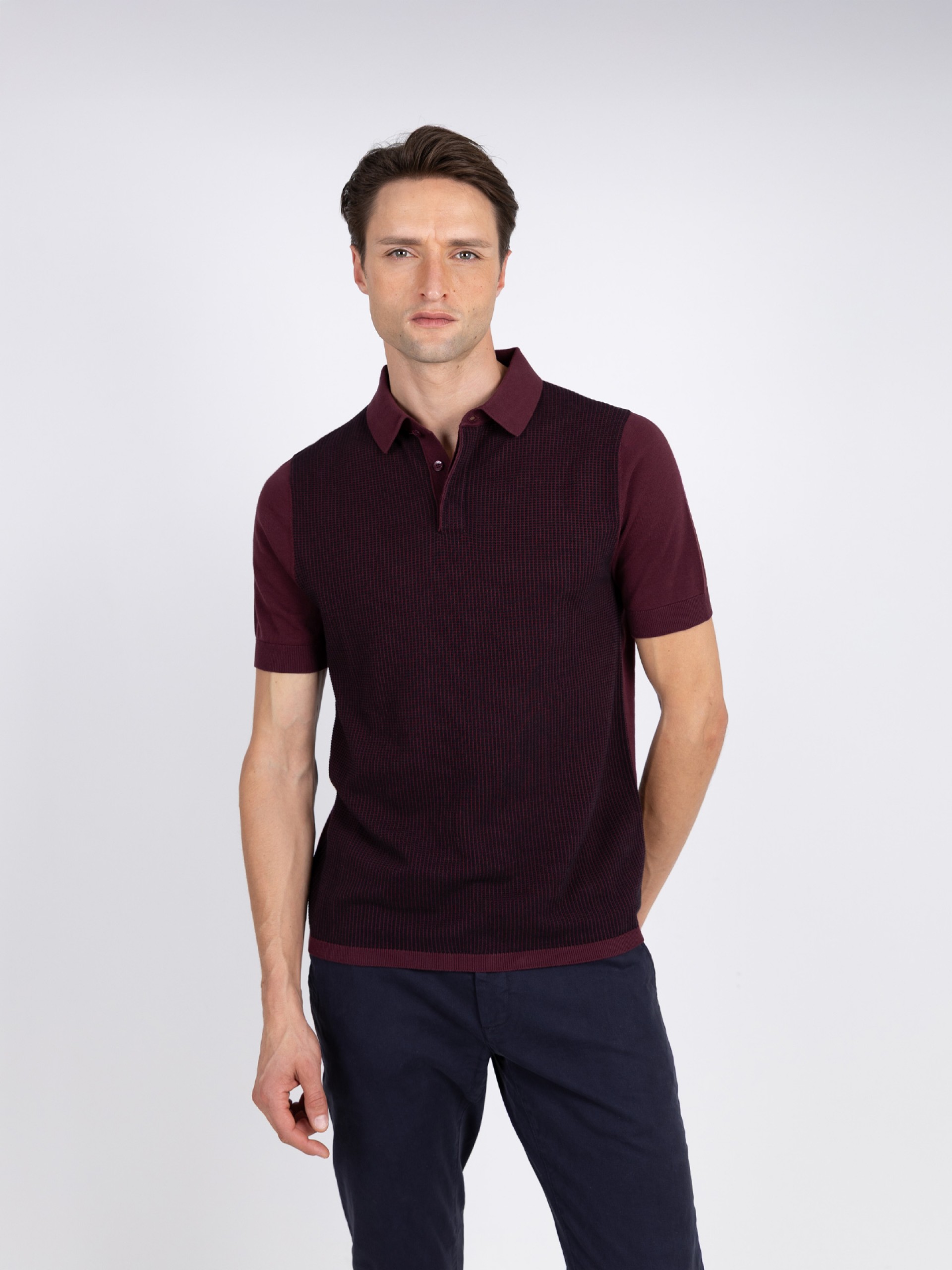 Polo de malha com padrão 100% algodão