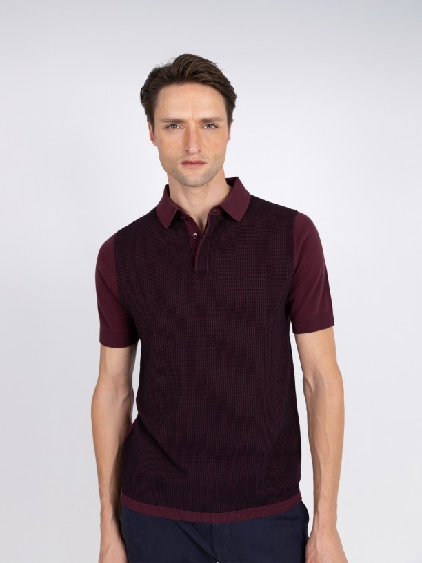 Polo de malha com padr�o 100% algod�o