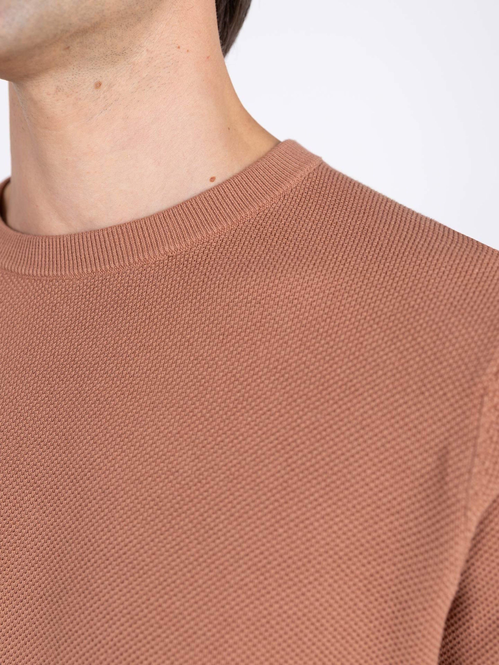 Cotton knit sweater with a round neck