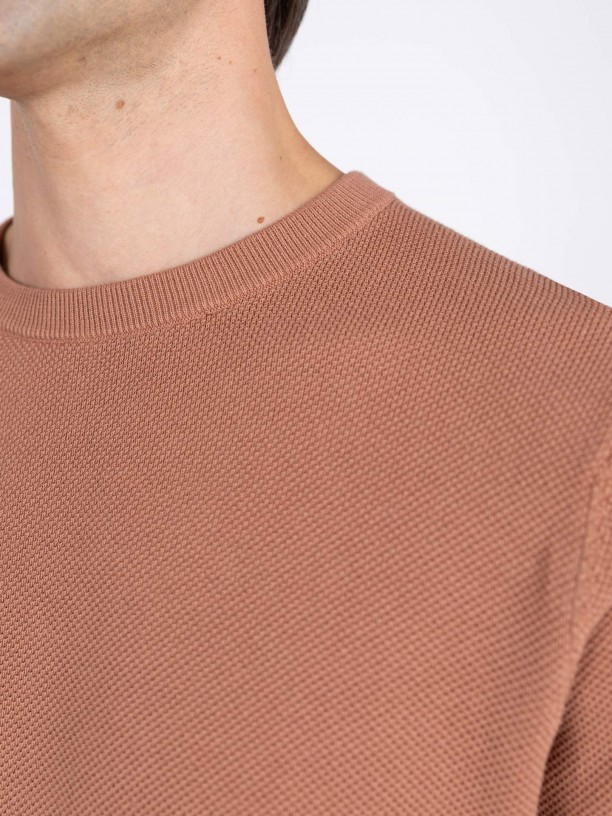Camisola de malha algodo gola redonda