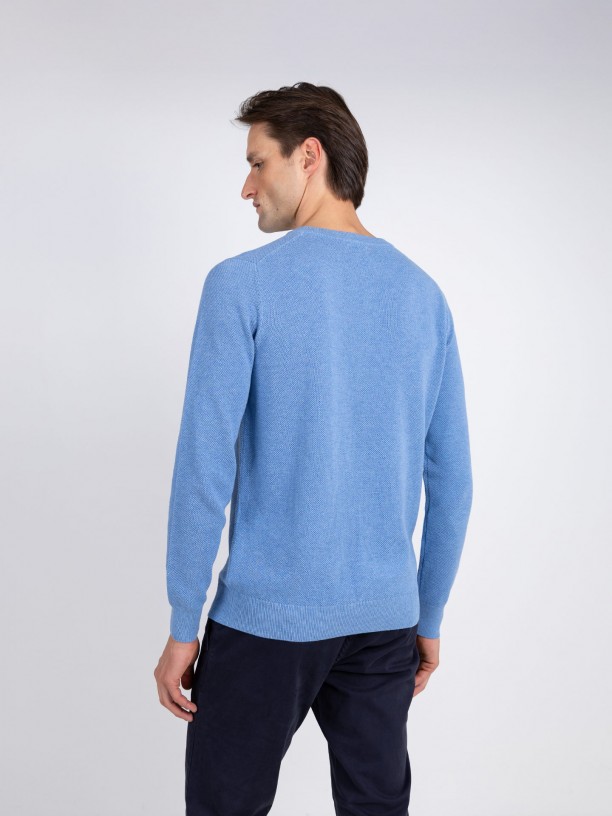 Camisola de malha algodo gola redonda