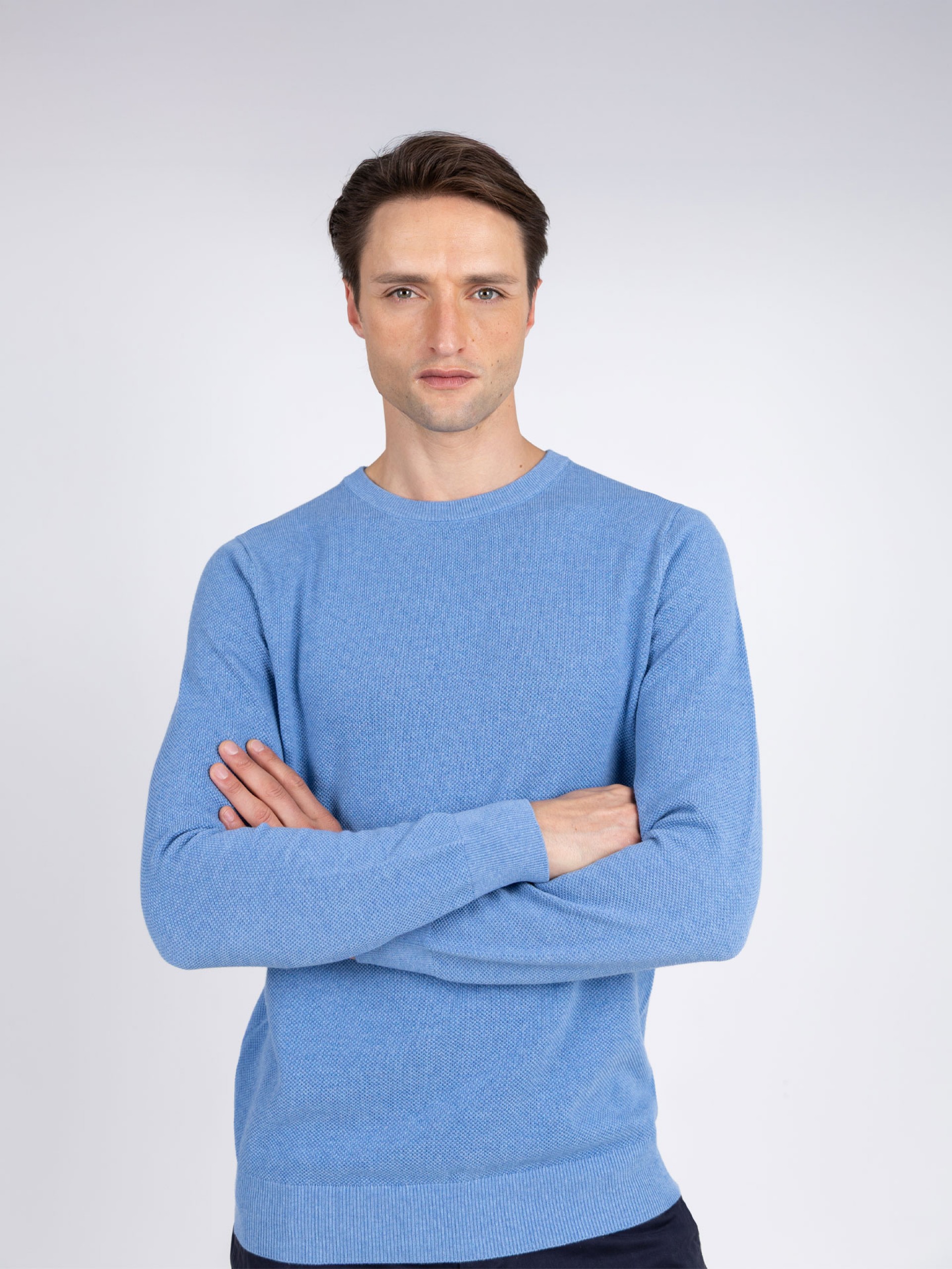 Camisola de malha algodão gola redonda