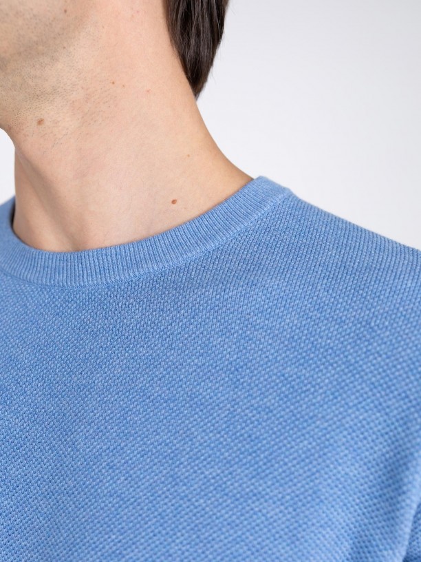 Camisola de malha algodo gola redonda