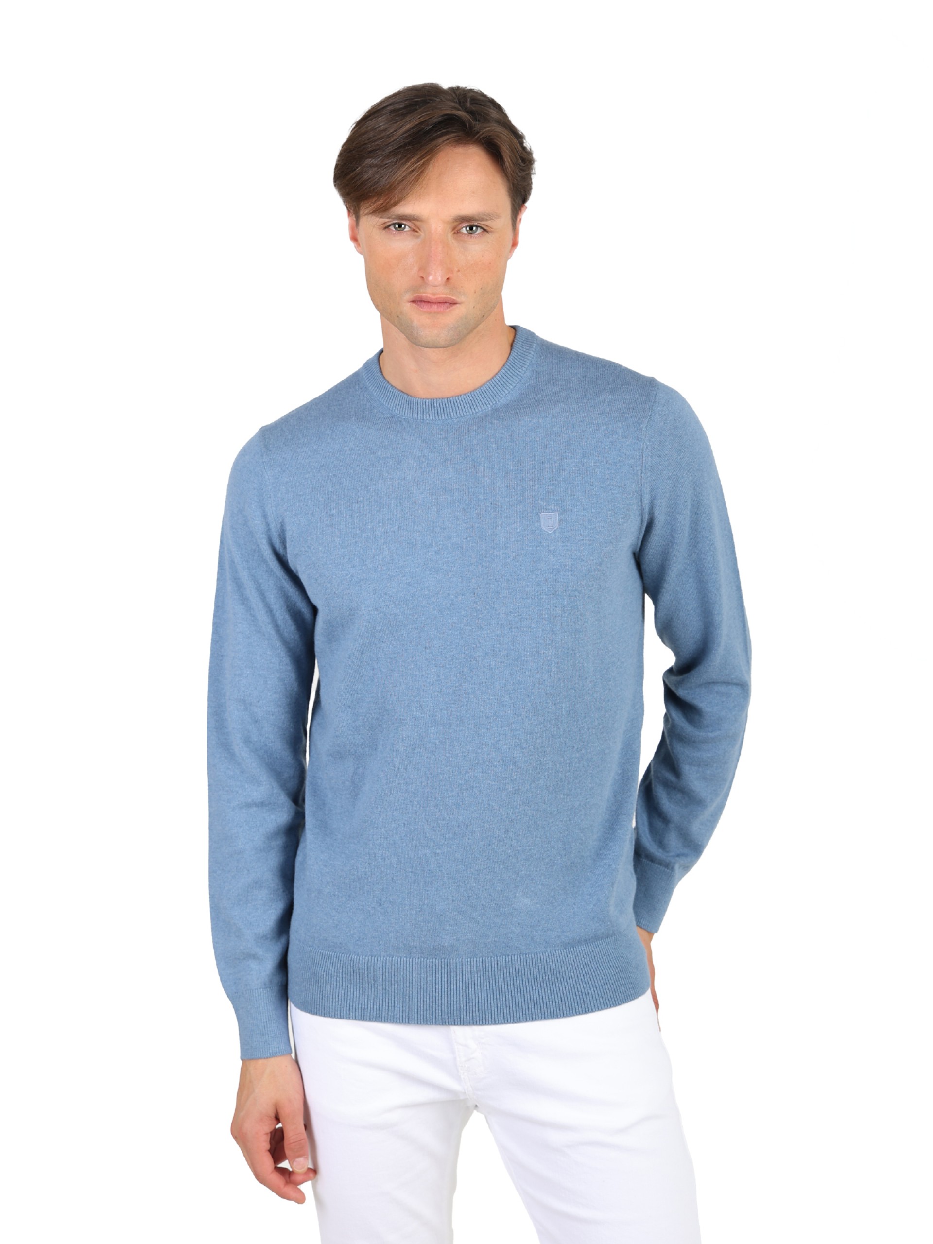 Camisola de malha de algodão e caxemira