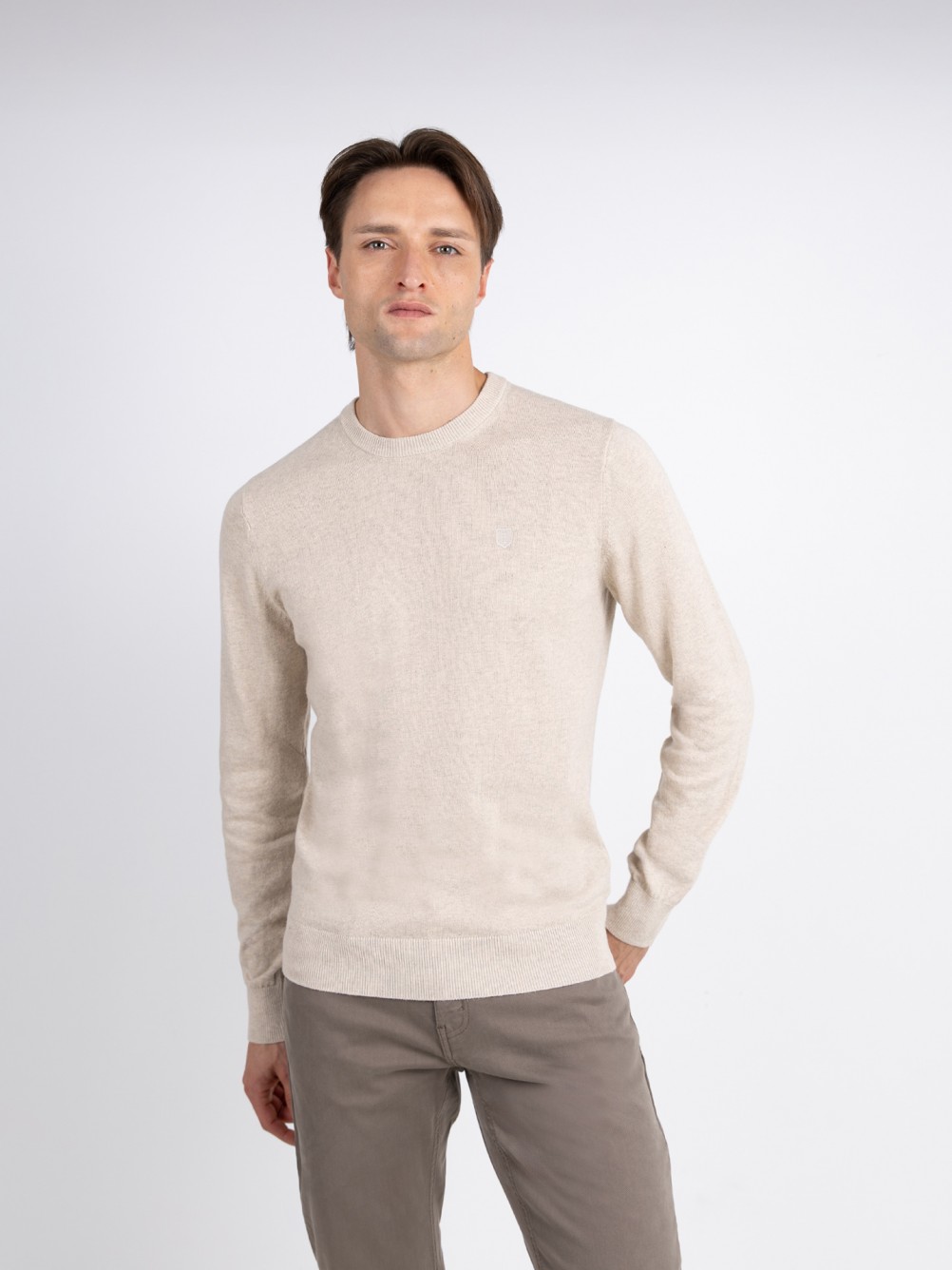 Camisola de malha de algodão e caxemira