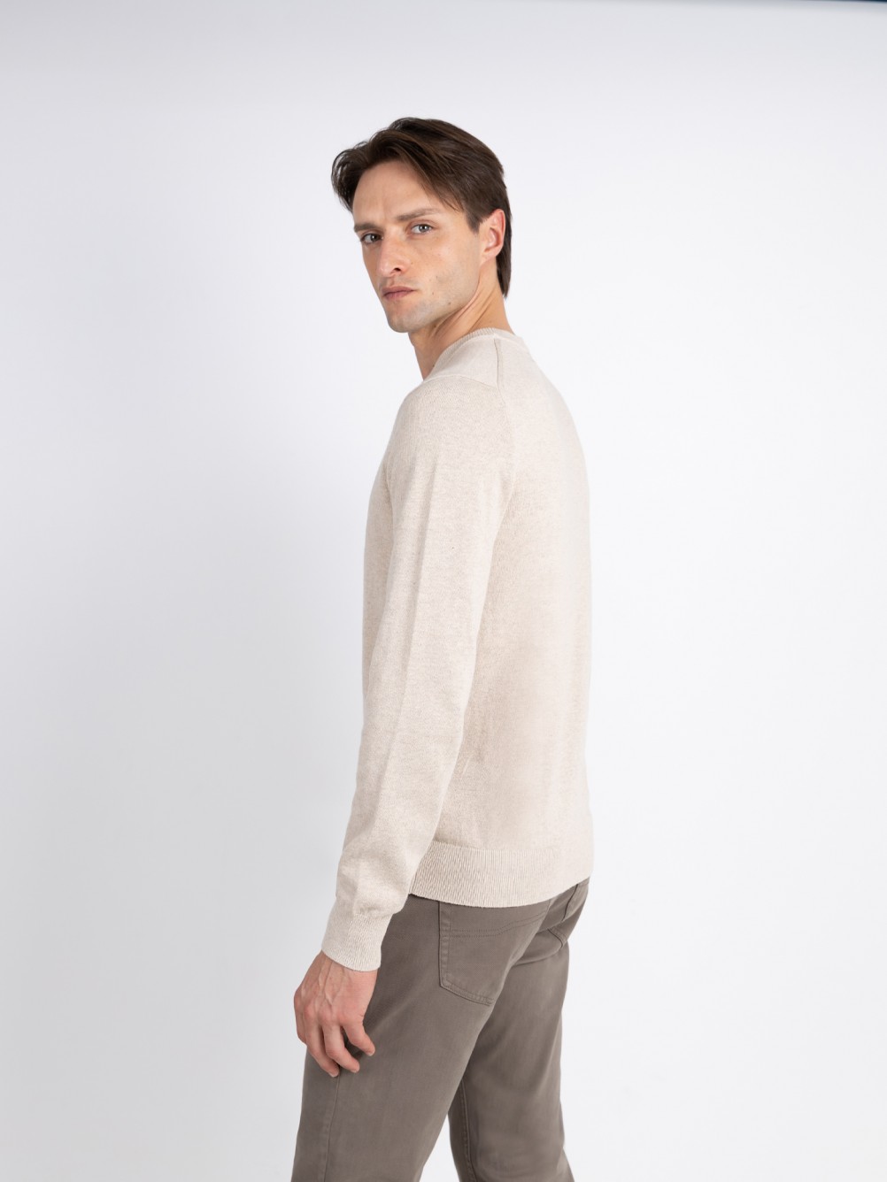 Camisola de malha de algodão e caxemira