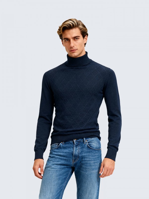 Camisola de gola alta com efeito entranado