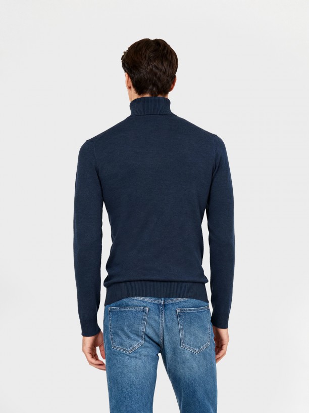 Jersey de cuello alto con efecto trenzado Jersey de cuello alto con efecto trenzado