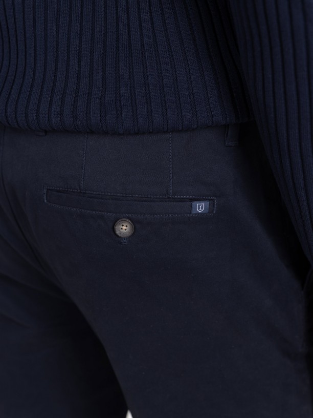 Calças chino de algodão elástico Calças chino de algodão elástico