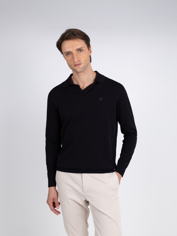 100% cotton long-sleeve knit polo