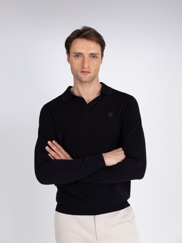100% cotton long-sleeve knit polo