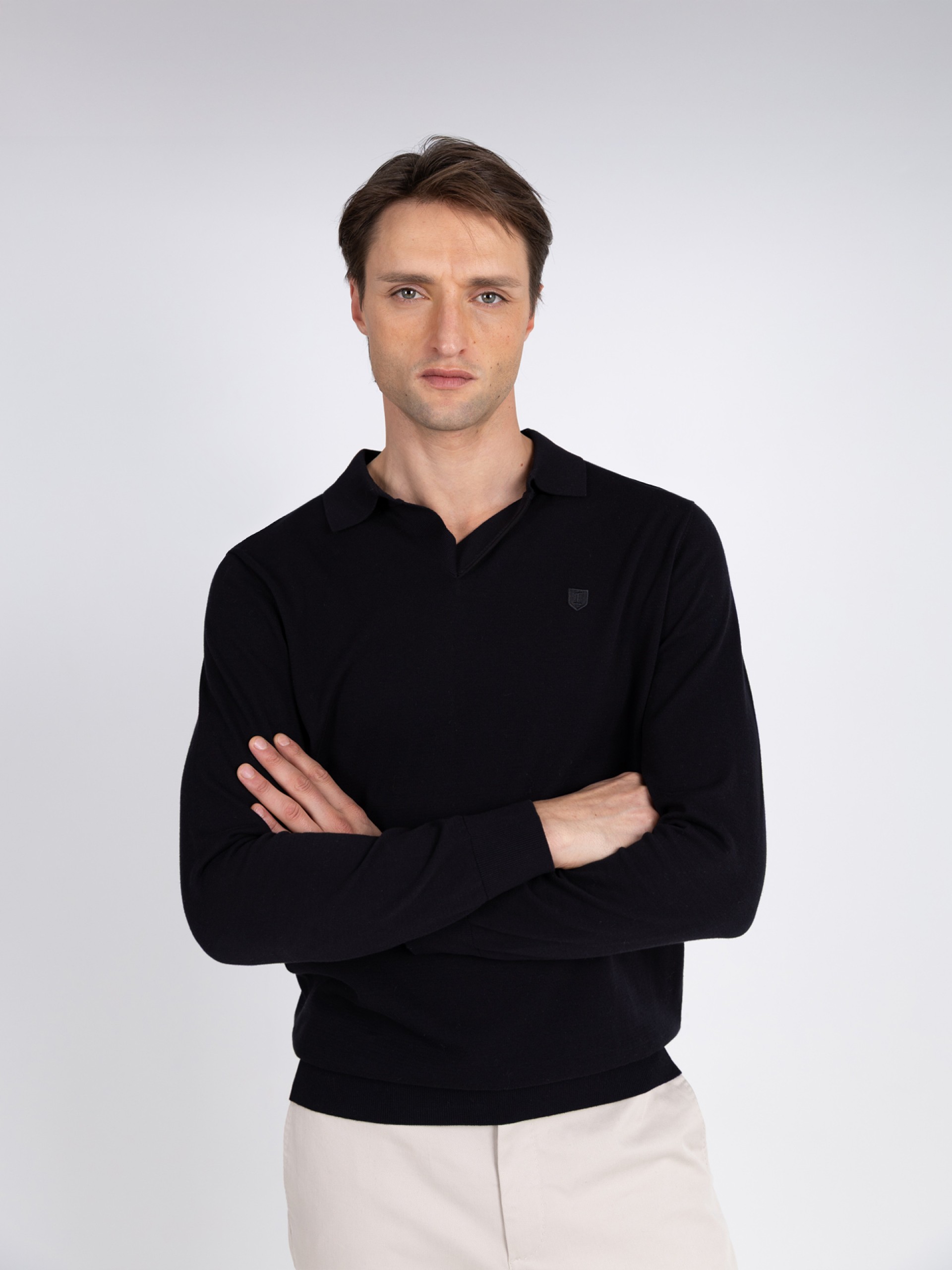 100% cotton long-sleeve knit polo