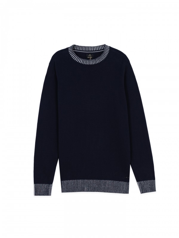 Camisola de malha algodo gola redonda