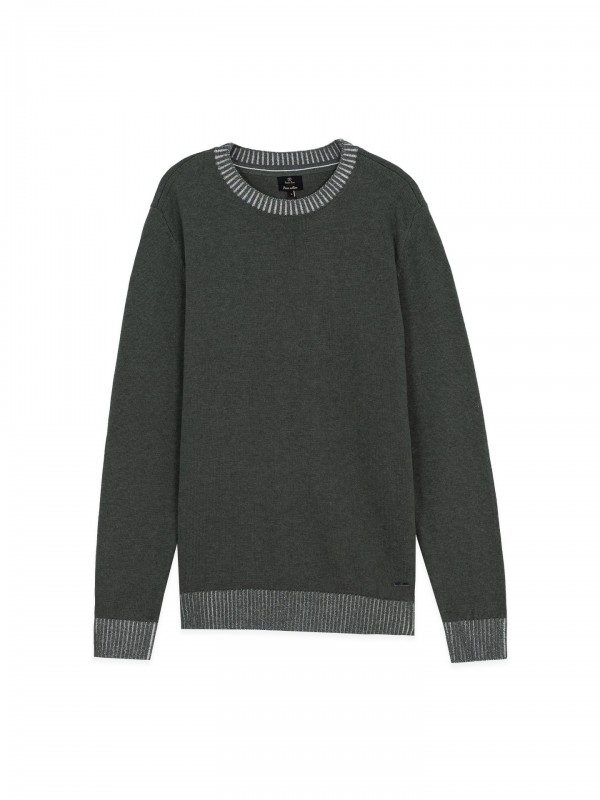 Camisola de malha algodo gola redonda