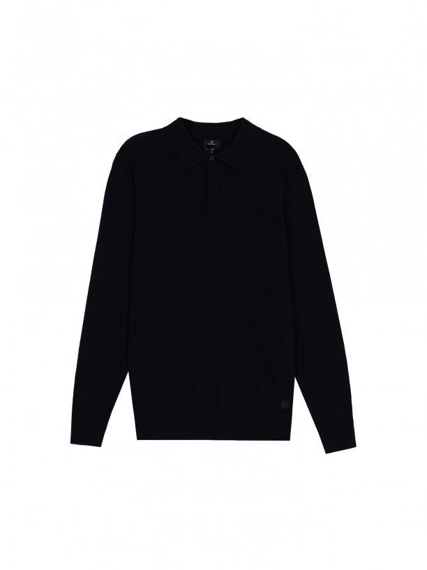 Long-sleeve knit polo 100% cotton Long-sleeve knit polo 100% cotton