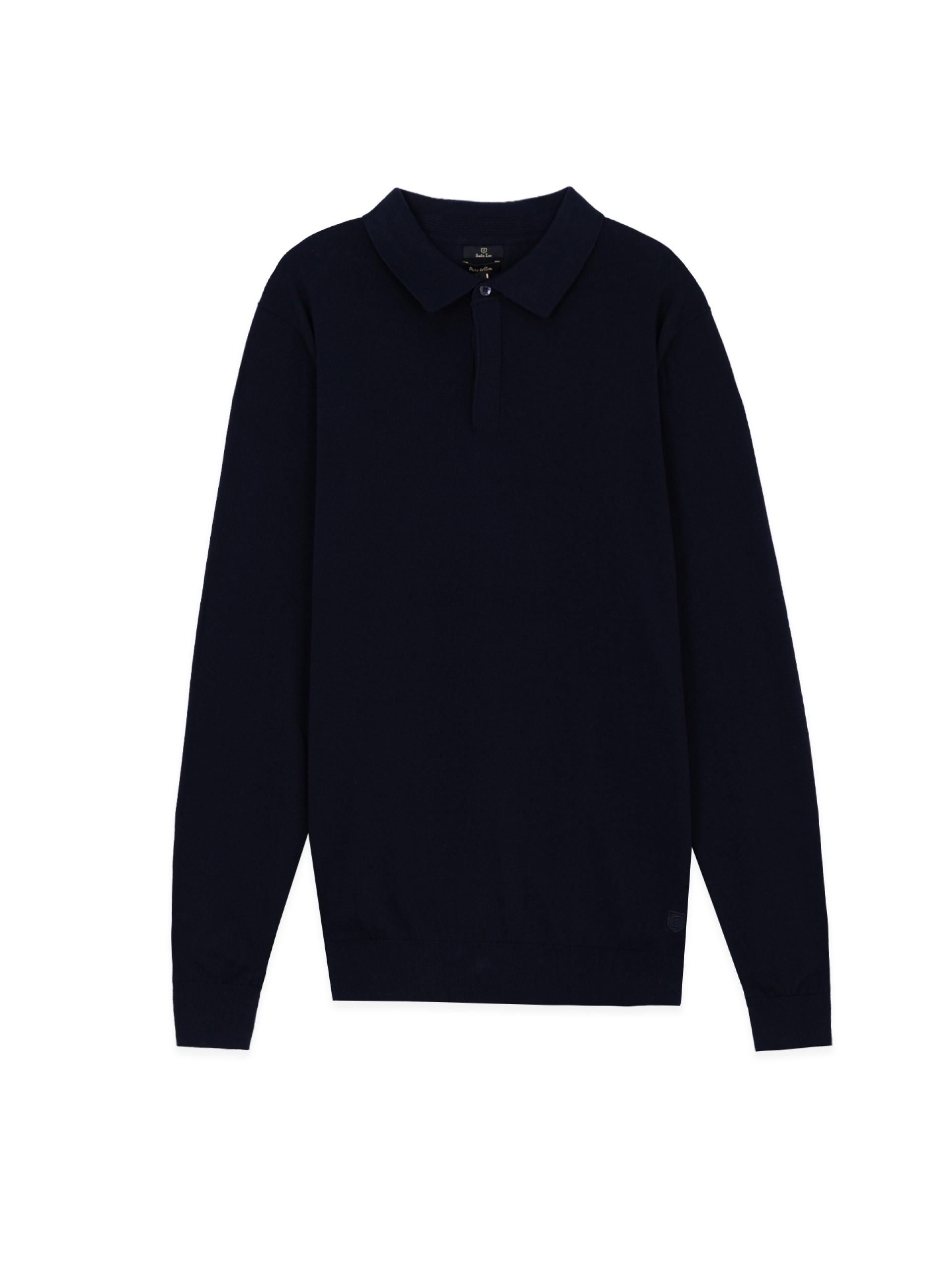 Long-sleeve knit polo 100% cotton
