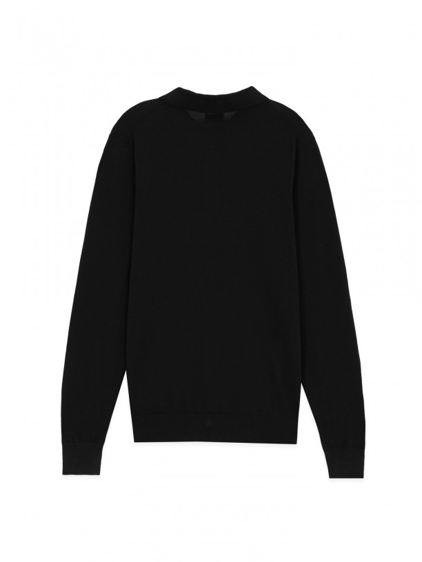 Long-sleeve knit polo 100% cotton Long-sleeve knit polo 100% cotton