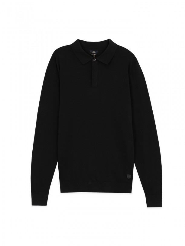Long-sleeve knit polo 100% cotton Long-sleeve knit polo 100% cotton