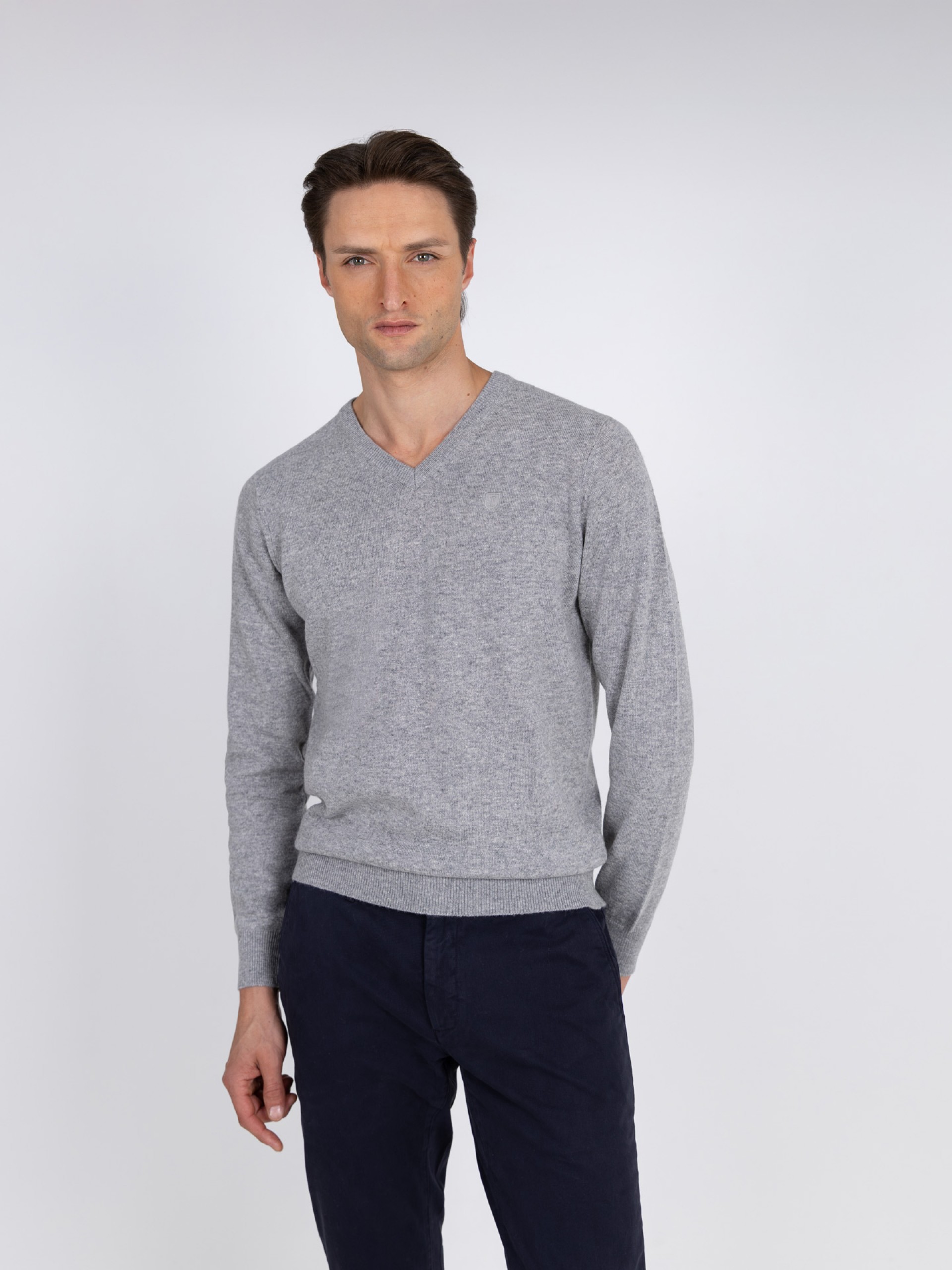 Jersey de punto con cuello de pico