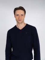 Camisola de malha com gola em bico