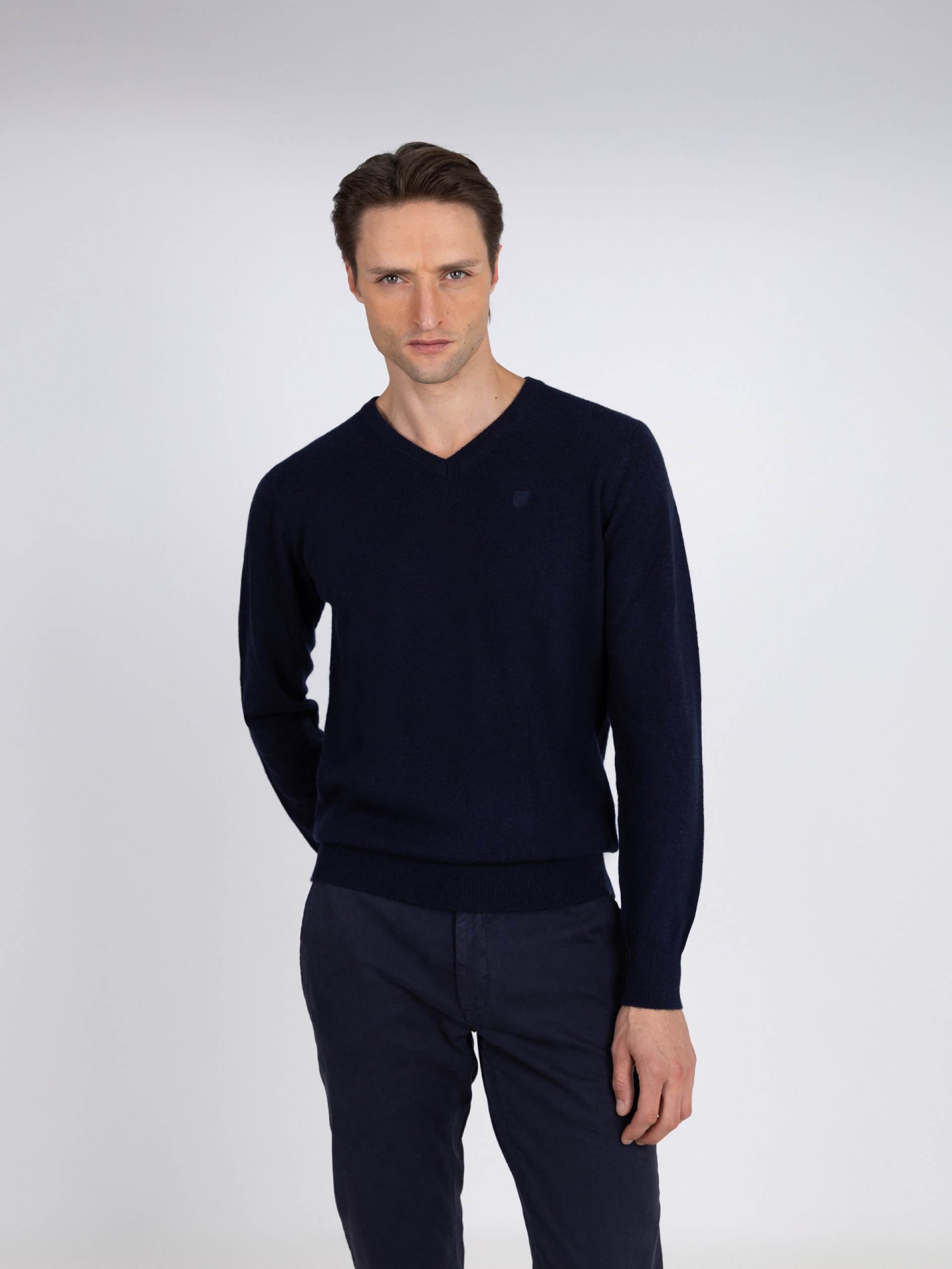 Jersey de punto con cuello de pico